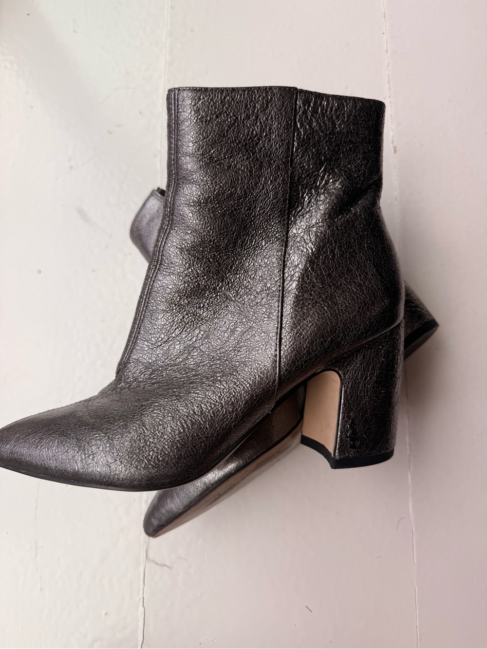 Sam Edelman Black Leather Ankle Booties with Block Heel